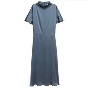 Silk Greyish/Blue Midi dress